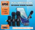 Apkina AP50 Wireless Microphone for clear audio transmission. Single Wireless Mic For Vloggers, Content Creators, Tiktokers, Youtubers, Podcast.. 