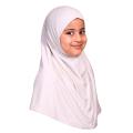 pack of 1 makhna Hijab for girls black  white | Muslim Kids Girls Hijab Islamic Headscarf | full cover cotton soft inner children plain scarf |. 