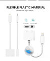 2 in 1 Audio Adapter for iPhone Charging Plus Earphones - Lighting 3.5mm to Headphone Splitter. 