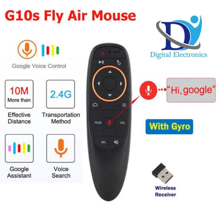 Voice Control Air Remote Mouse - 2.4GHz Wireless With Gyro Google Microphone Remote IR Learning 6-axis for All Kinds Of Android TV Box / PC and Other Devices - (G10s)