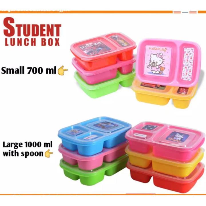 Lunch box for students - student lunch box for school with beautiful printed characters, student lunch tiffin, lunch carrier Random Colors