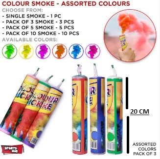 High Quality Color Smoke Bombs (1 Minute, 20 cm)  Pack of 2, 3, 6 for Birthday Celebrations, Photography Effects, Weddings & Party Decor - Color Smoke Sticks for Best Price