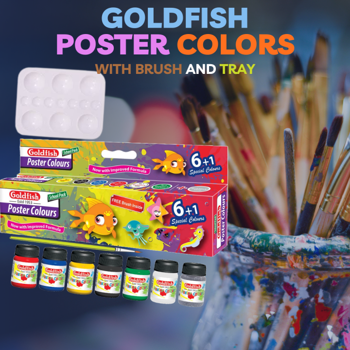 Pastor Color Goldfish Pastor Colors 6+1 - Color tray - 1 Artist Color Brush - For ...