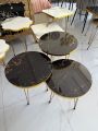 YES TO DECOR  1 Pcs / Set of 3 Round Coffee Table HIGH Gloss Nesting End Tables - Round Wood Stacking Coffee Side Tables with Metal Legs for Living Room, Home Office, Nightstands for Bedroom, Sturdy Easy Assembly - 3 Piece Modern Nesting Table Living Room. 