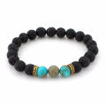 Lava Stone Beads Natural Stone Bracelet Men Volcanic Stone Jewelry Stretch Yoga Bracelet. 