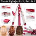 Shinon SH-8088 3 In 1 Professional Electric Hair Straightener - Best Quality series with 360 Rotation Swivel Cord - All In 1 Curling Rolling Crimping - Curler - Hair Roller. 