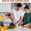 Macrame Fruit Hammock for Kitchen Under Cabinet,Veggie Hammock Fruit Holder Net and Hook for Hang Fruit Basket. 