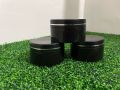 25gram Pack of 3 Premium Empty Black Color Cosmetic Pet Jar with Black cap and Silver Streak. 