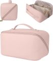 Multifunctional Portable Large Capacity Travel Cosmetic Bag with Handle Makeup Organizer Bag Storage Makeup Bag Waterproof PU Leather Travel Toiletry Bag for Women. 