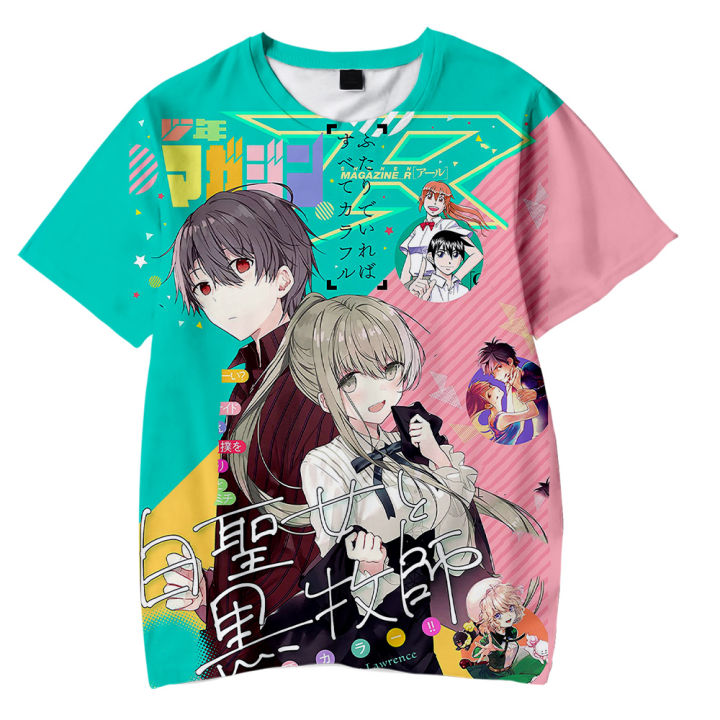 3D Shiro Seijo to Kuro Bokushi Anime Cartoon The White Holy Woman and the Black Priest T-shirt Harajuku Streetwear Clothes