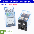 8 Pin 12A Coil 12V DC Power Relay and PTF08A Screw Terminals Base 12V Contact DPDT General Purpose Relay 8 pins double pole double through relay by Electrica. 