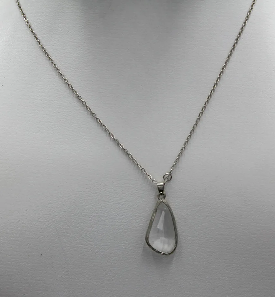 Trendy unique White stone Pendant Necklace with chain for girls