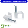 60 PCS Round Cable Clips White Cable Management 5, 6, 7, 8, 9mm Cable Nail Clips Electrical Cable Wall Clips for Wire Ethernet Cable, Telephone Cable, TV Wire by Electrica. 