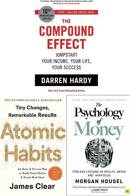 THE COMPOUND EFFECT/ATOMIC HABITS/THE PSYCHOLOGY OF MONEY SET OF 3 BOOKS