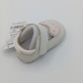 Newborn/Infant Soft Sole Shoes | Baby Girl Pre-Walker Flats with Cute Cat Face Embroidery & Velcro Strap (Cream/White). 