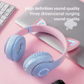 Special Edition Dual Color Cat Headphone Wireless Bluetooth Headphone Headset Cat Ear LED Light Up Wireless Headphones for Mobile Phone PC or Laptop. 