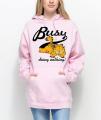 BUSY DOING NOTHING pink New Fashion Printed Fleece High Quality Hoodie For Womens. 