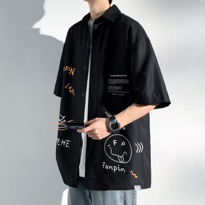 Privathinker%20Fashion%20American%20Graffiti%20Shirts%20For%20Man%20Short%20Sleeve%20Summer%20Male%20Blouses%20Large%20Size%20Baggy%20Casual%20Male%20Clothing%20-%20Image%204