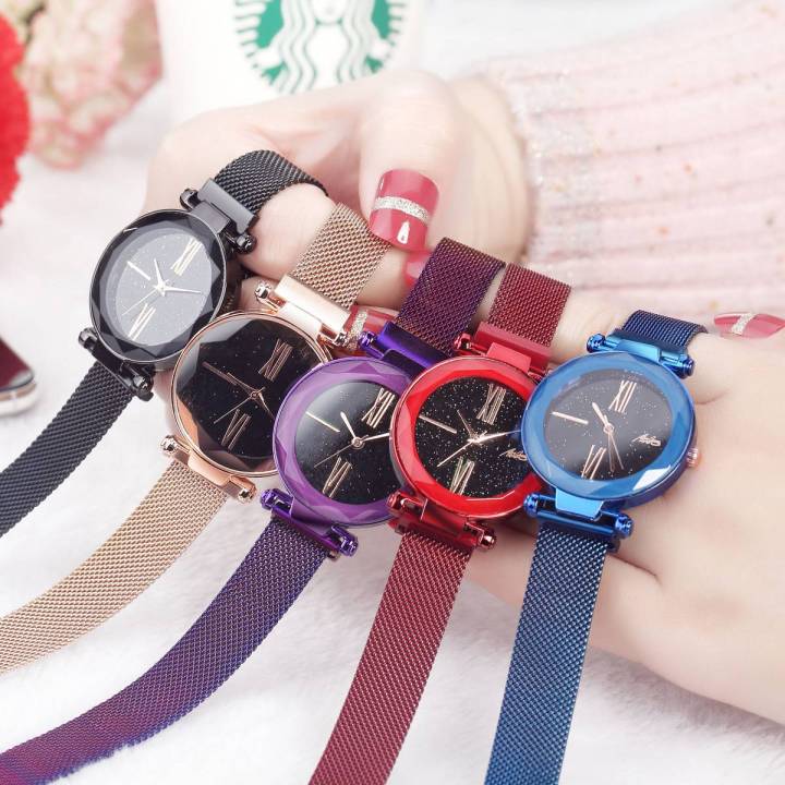 Friends Watch Laxurius Looking 2021 Magnet Buckle Starry sky Quartz 5 Watches For Girls & Women 21st century Magnetic Chain Belt Analog WristWatch