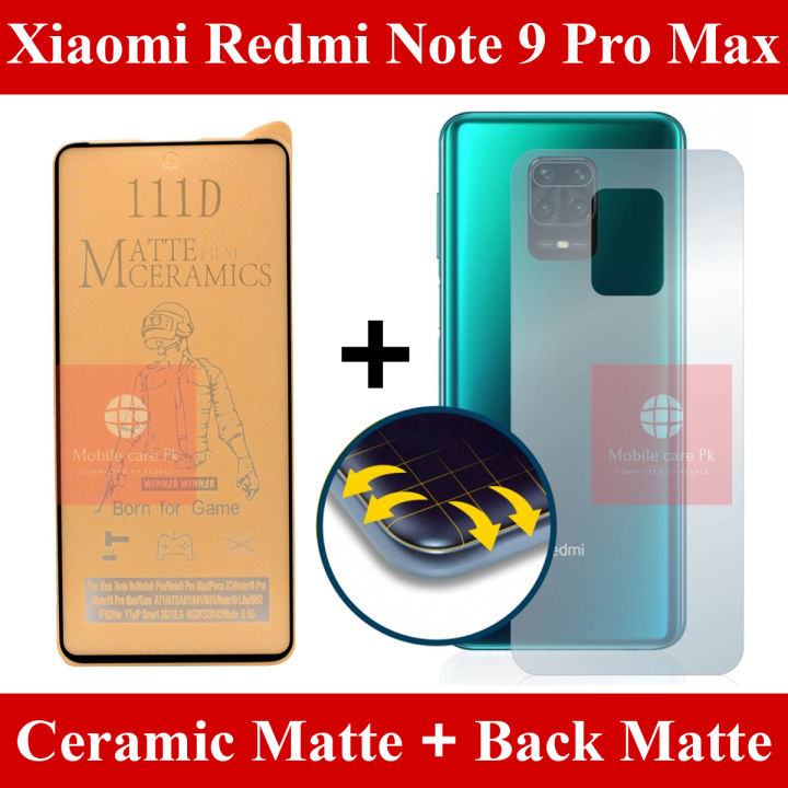 Xiaomi Redmi Note 9 Pro Max Matte Glass Fiber Glass Protector + Back Protector Carbon Fiber Matte Soft Skin Sheet For Xiaomi Redmi Note 9 Pro Max