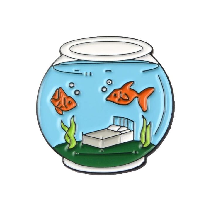 【Heartbeat Girl Store】Fish Origami boat Swimming pool Enamel Pin Parer Heart shaped pool Fish house Cartoon Badges for friends kids