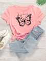 T Shirt stylish new Design print Butterfly tee shirt round neck half sleeves shirt for women n girls. 