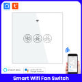 Tuya Smart WiFi Ceiling Fan Switch RF Supported – Smart Life Wireless Remote Control Wall Switch for Ceiling Fans, Voice Control via Alexa & Google Assistant, Adjustable Fan Speed. 