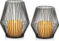Techmanistan Metal Wire Candle Holder, Vintage Decorative Candle Stand for Indoor Outdoor, Black Metal Wire Pillar Candle Holder Set, Wire Tealight Votive Candle Holder. 