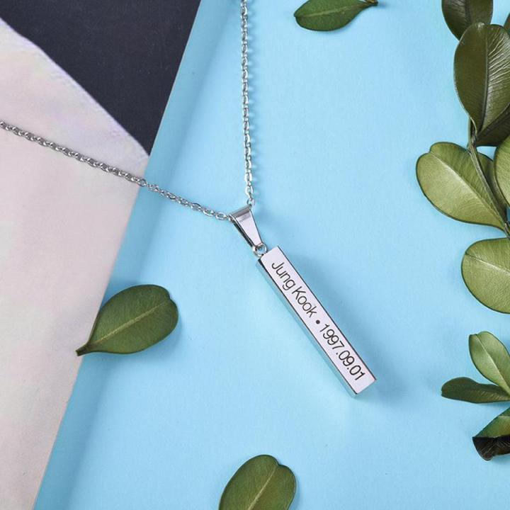 BTS Pendant Kpop Member Name Fashion Bar Necklace Jewelry