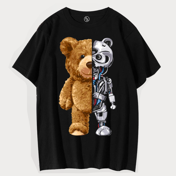 Teddy Bear Printed helf Sleeves Round Neck T-Shirt For man