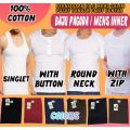 TShirt Singlet Pagoda Eagle Button Plain Men Inner Baju Dalam Lelaki Asli 100% Cotton. 