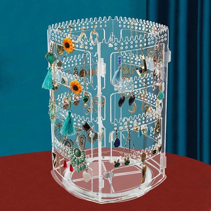 360 Rotating Earring Holder Stand Clear Earrings Organizer, Acrylic Jewelry Storage Display Rack for Earrings Bracelets
