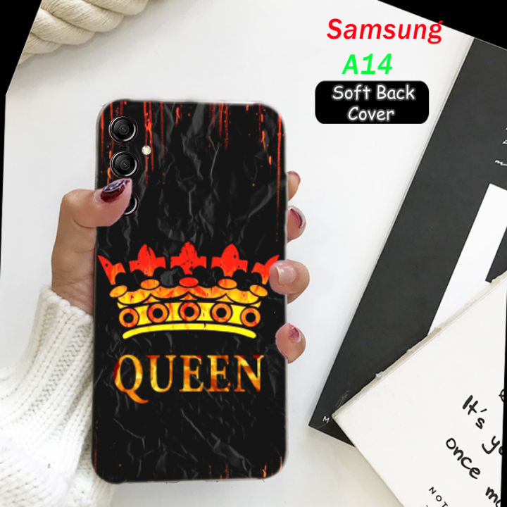 Samsung Galaxy A14 Back Cover Girls - Queen Style Mobile Back Cover Pouch - Black Airbag Case Anti Shockproof Phone Case