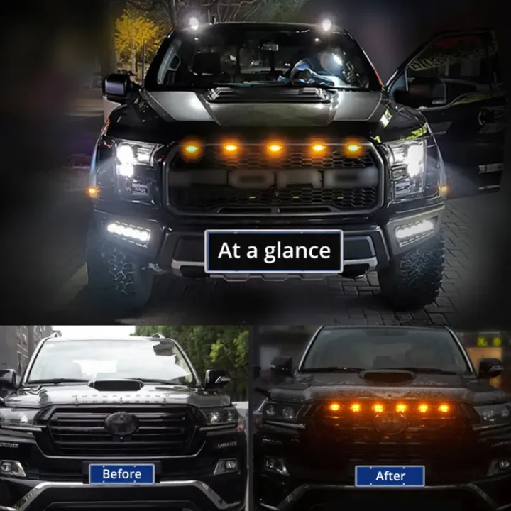 4Pc%2012V%20Car%20LED%20Front%20Grille%20Light%20DRL%20Day%20Line%20Lamp%20of%20Middle%20Net%20Strobe%20Amber%20Car%20Exterior%20Decorative%20Light%20-%20Image%202