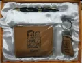 CUSTOMIZE NAME AND PICTURE ENGRAVED WALLET AND KEYCHAIN ALONG WITH PEN AND GIFT BOX PACKING (PERFECT GIFT TO SEND YOUR LOVED ONCE). 