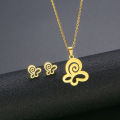 Fashion Jewelry Gold Plated Stainless Steel Necklace And Earrings Jewelry Set For Women. 