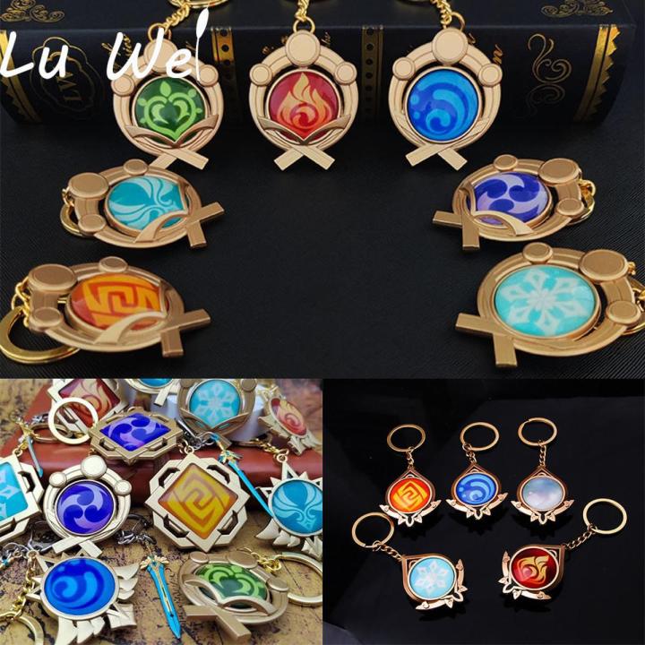 【HOT】 Anime Keychain Genshin Impact Vision Element Eye Of God For Men Car Key Chain Women Accessories Cute Bag Pendant Key Ring Gifts