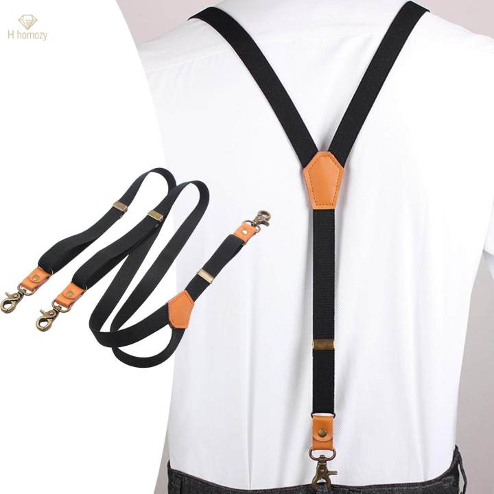 Suspenders for Men Shaped Elastic Straps Heavy Duty with Swivel Hooks Adjustable Casual Pants