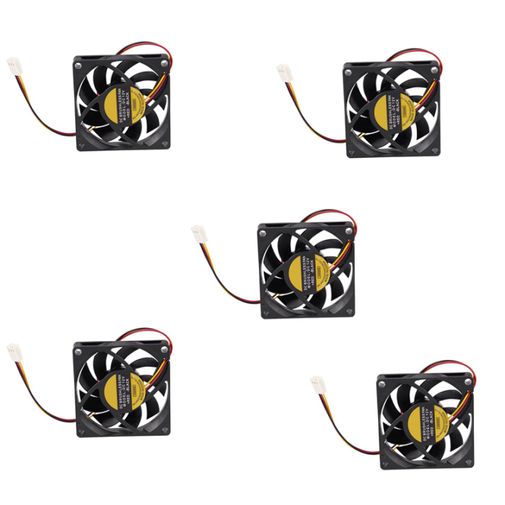 5pcs 70X70mm 12V 3-Pin PC Computer Case CPU DC Brushless Cooler Cooling ...