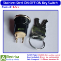 3pcs Stainless Steel Electronic Key Switch ON-OFF-ON Power Control Lock 12×21mm 3 Pin with 2 Keys for DIY & Security by Electrica. 