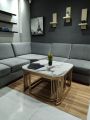 Curved Corner Coffee Table - Versatile Center Table for Living and Drawing Room - Premium Wooden Coffee Table with Contemporary Flair - Ideal Cocktail Table for Room Sophistication. 