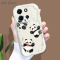 Hontinga for Infinix Note 30 4G 5G Back Cover Cute Panda Cream Texture Phone Case Wavy Edge Soft Silicone Cover. 