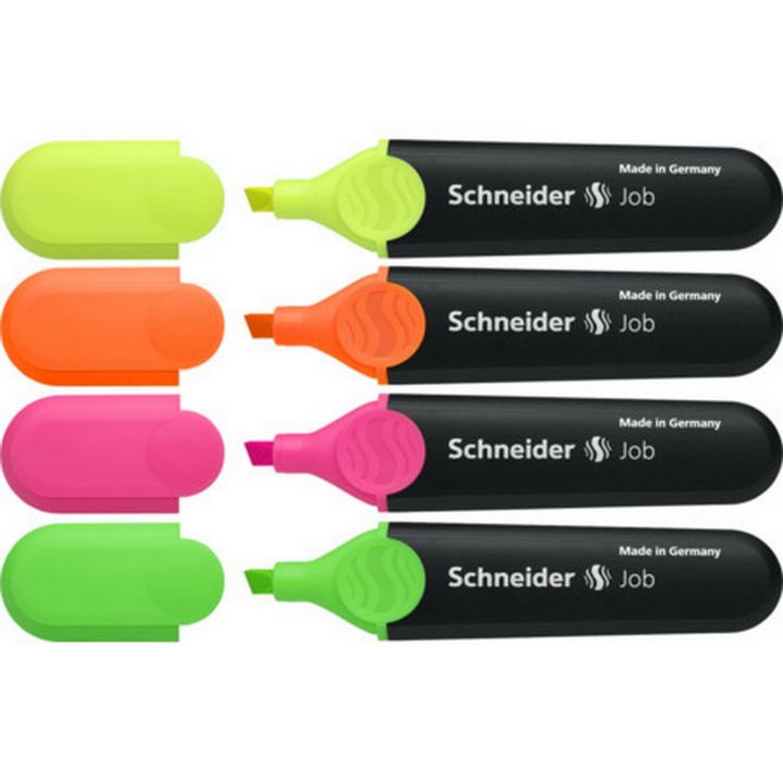 Schneider Job Highlighter (Made in Germany) Chisel Tip 1-5mm Assorted Color - Highlighter Pens - Highlighting Markers - Schneider Highlighter - Text marker