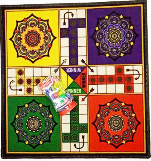 Size 2x2 Ft Ludo Matt Carpet Game Ludo Game Carpet Ludo with large Got Set Foldable and Washable