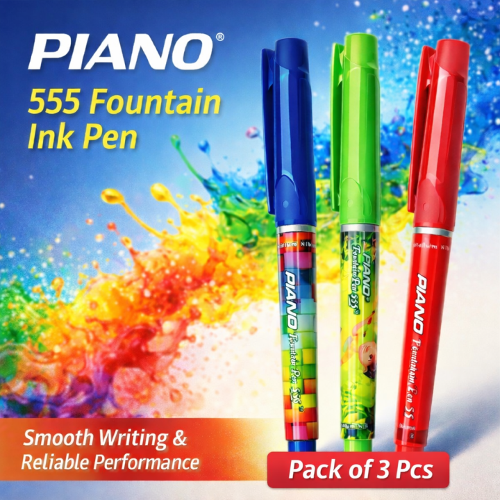 Piano Ink PIANO Fountain Pen 555 - Easy Grip, Iridium Nib, Large ink Storage ...