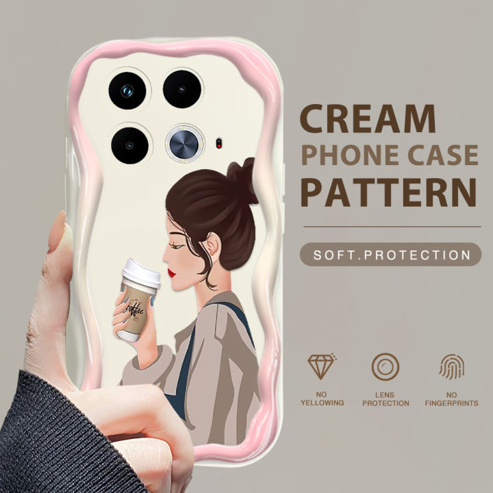 BILI for Infinix Note 40 Back Cover Elegant Girl Pattern Cream Texture Wavy Soft Silicone Mobile Phone Covers
