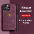 Personalised Customized Name Initials Lambskin Leather Phone Case For iPhone 14 13 12 11 Pro Max Shockproof Soft Luxury Cover. 