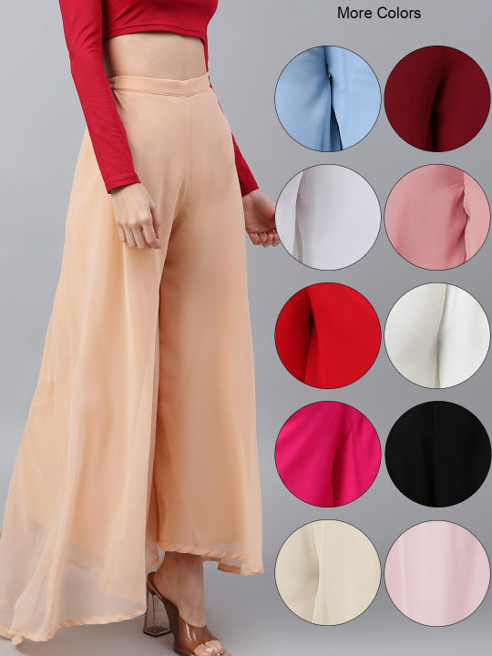 Premium Crinkle Chiffon Ethnic Wide Leg Palazzos For Women. AF-165