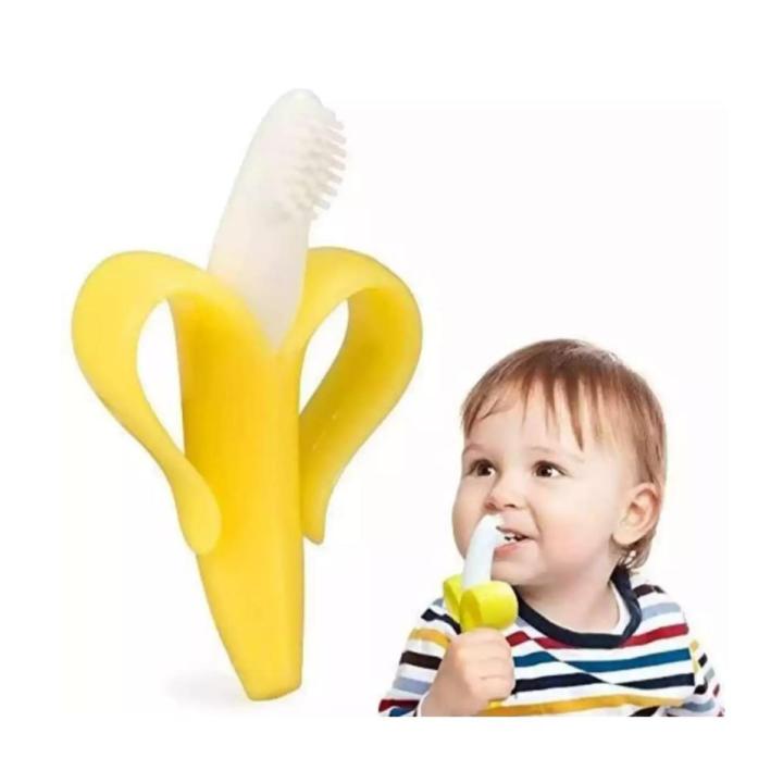 Non Toxic Sterilize Banana Shape Toothbrush Teether For Babies-Imported Made Multicolors-BPA Free