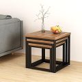Cherry Tree Furniture CLIVE Walnut Nesting Tables | Elegant Nest of 3 Tables | Versatile 3-Piece End Tables for Living Room | Square Shaped Tables with Supportable Stands | High-Quality Living Room Furniture | Smooth and Durable Surface |Furniture Experts. 